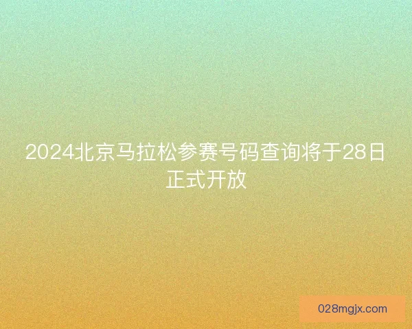 2024北京马拉松参赛号码查询将于28日正式开放